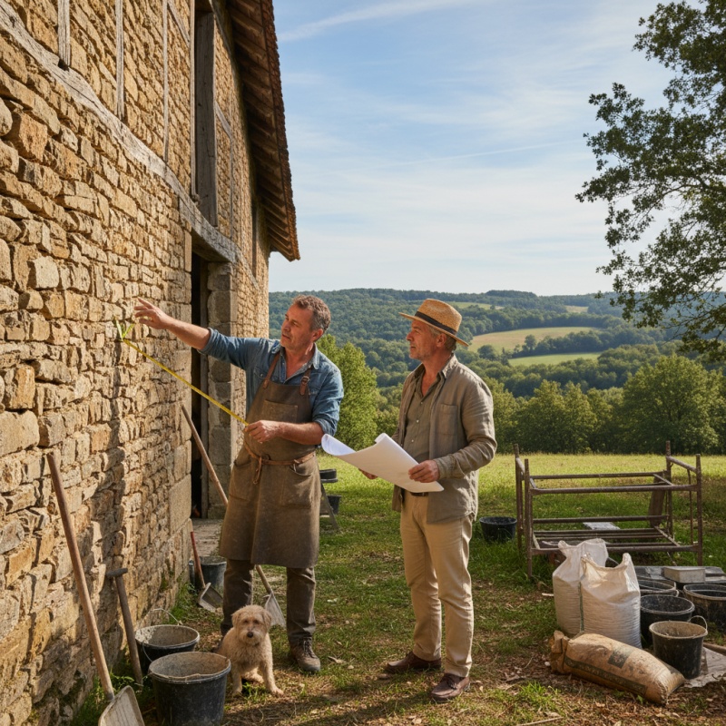 Artisan du Lot discutant d'un projet de rénovation énergétique avec un client