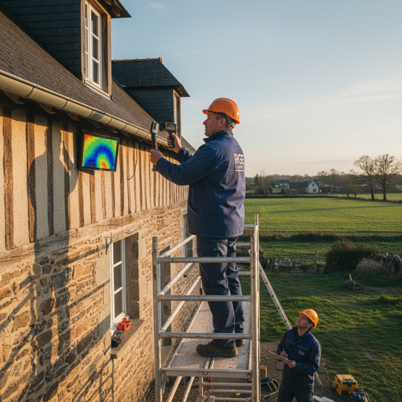 Expert RGE réalisant un audit thermique sur une longère en Loire-Atlantique