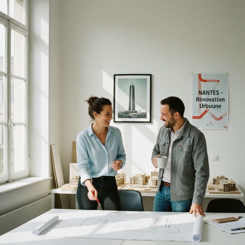 L'équipe du bureau d'étude Audit Rénovation Nantes travaillant sur un projet
