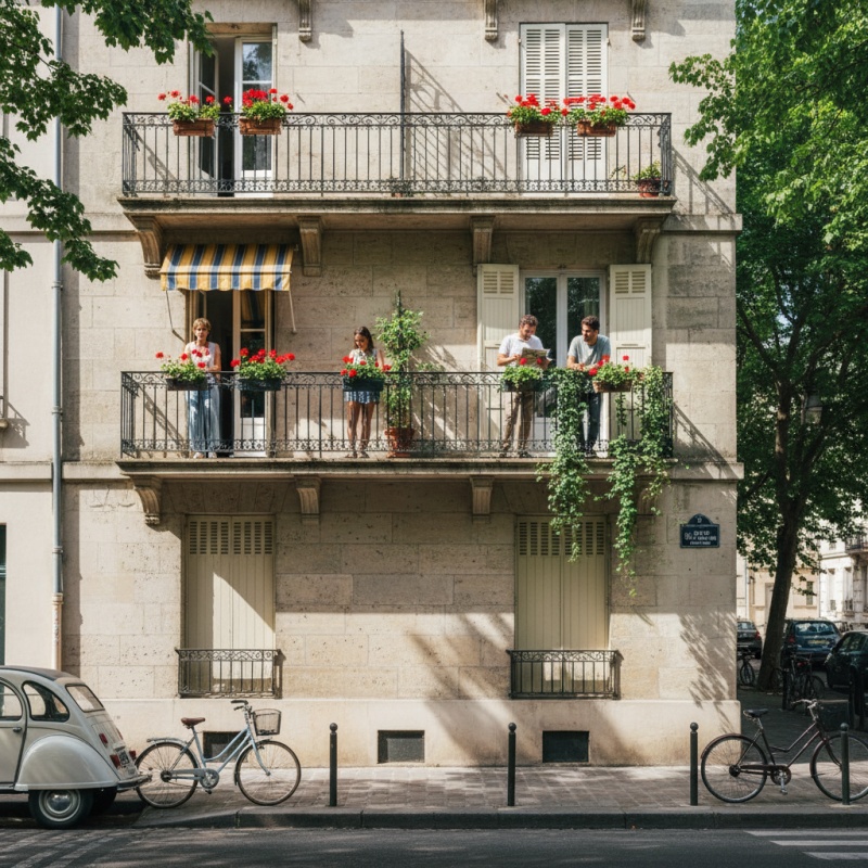 Façade d'un petit immeuble en copropriété, idéal pour un audit énergétique volontaire.