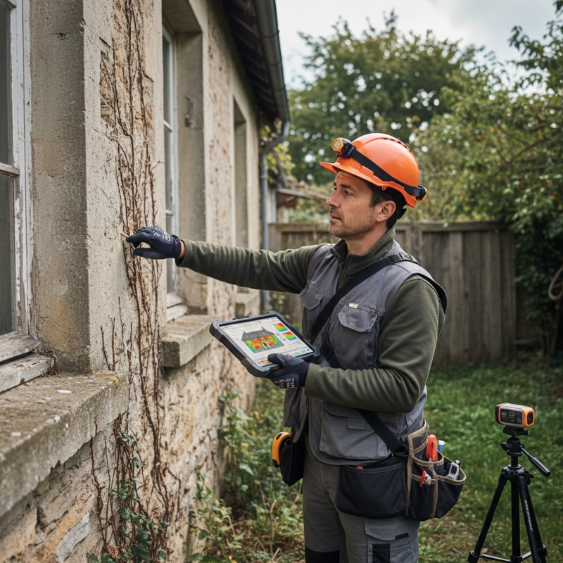 Auditeur RGE réalisant un audit énergétique obligatoire sur une maison individuelle avant sa mise en vente