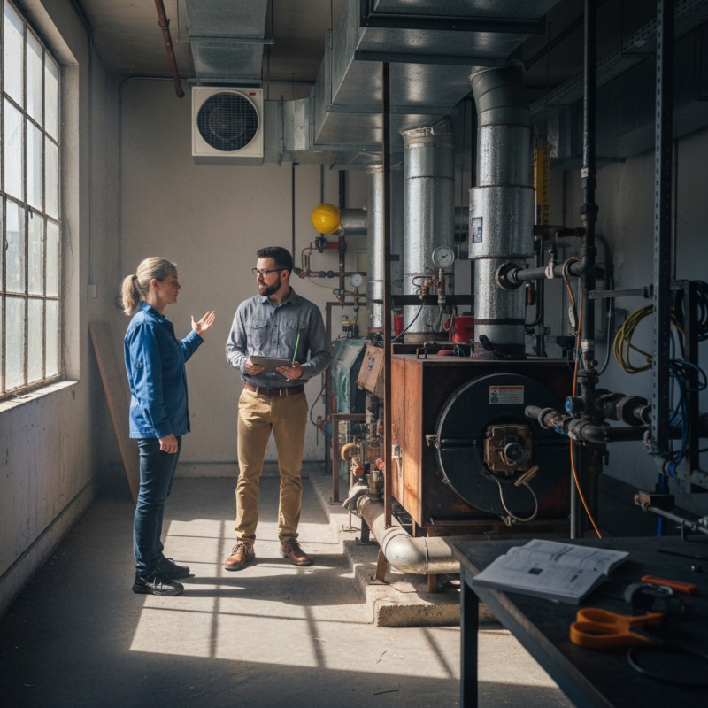 Expert Audit Rénovation discutant des solutions CVC pour un audit énergétique tertiaire