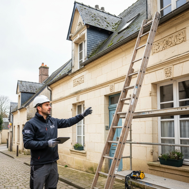 Technicien RGE réalisant un audit énergétique sur une maison mancelle au Mans