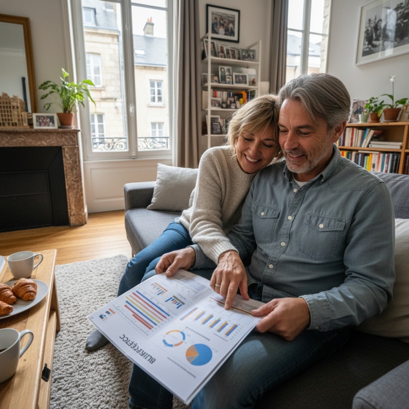 Couple de propriétaires au Mans consultant leur rapport d'audit énergétique