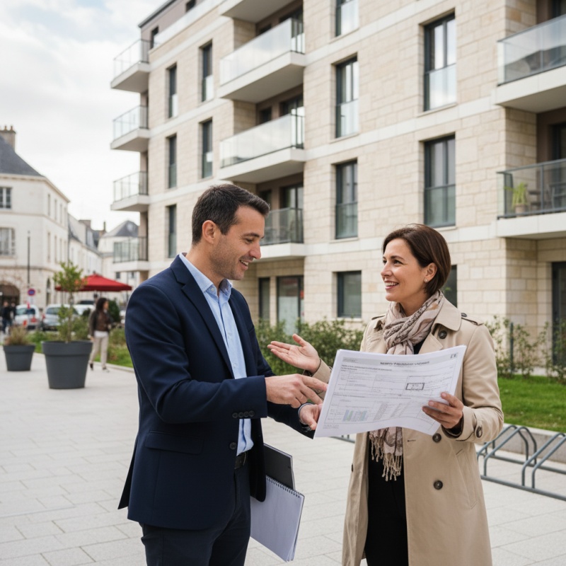 Syndic de copropriété à La Roche-sur-Yon examinant un rapport de DTG avec un expert