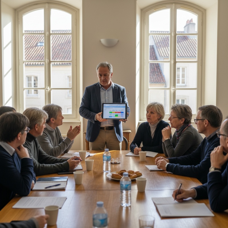 Syndic de copropriété à Montauban présentant les résultats d'un DTG Audit Rénovation