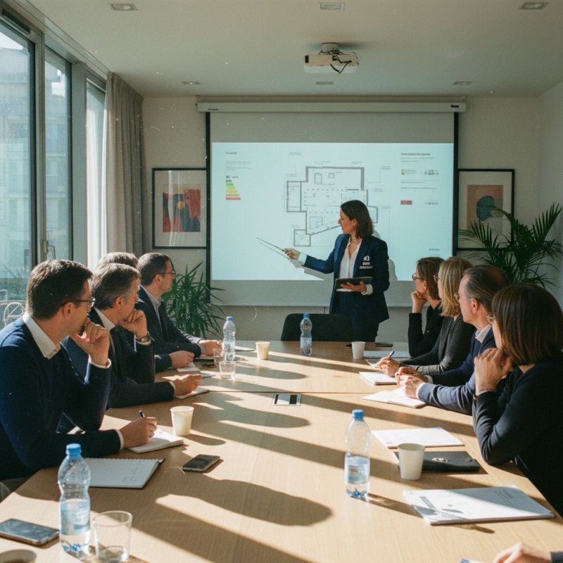 Expert d'Audit Rénovation présentant les conclusions d'un DTG à un syndic de copropriété à Nanterre