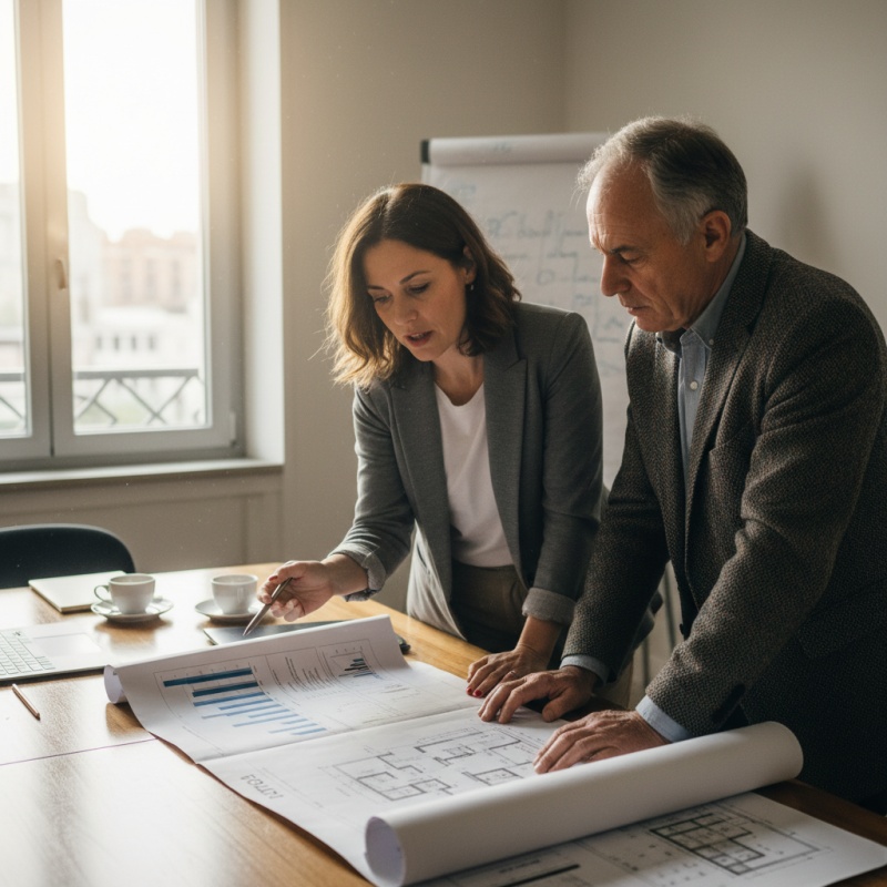 Syndic de copropriété analysant un rapport de Diagnostic Technique Global à Tours