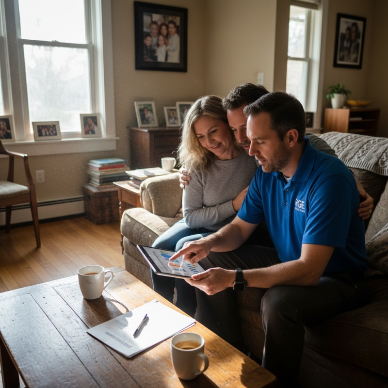 Expert Mon Accompagnateur Rénov expliquant les critères d'obligation à des propriétaires