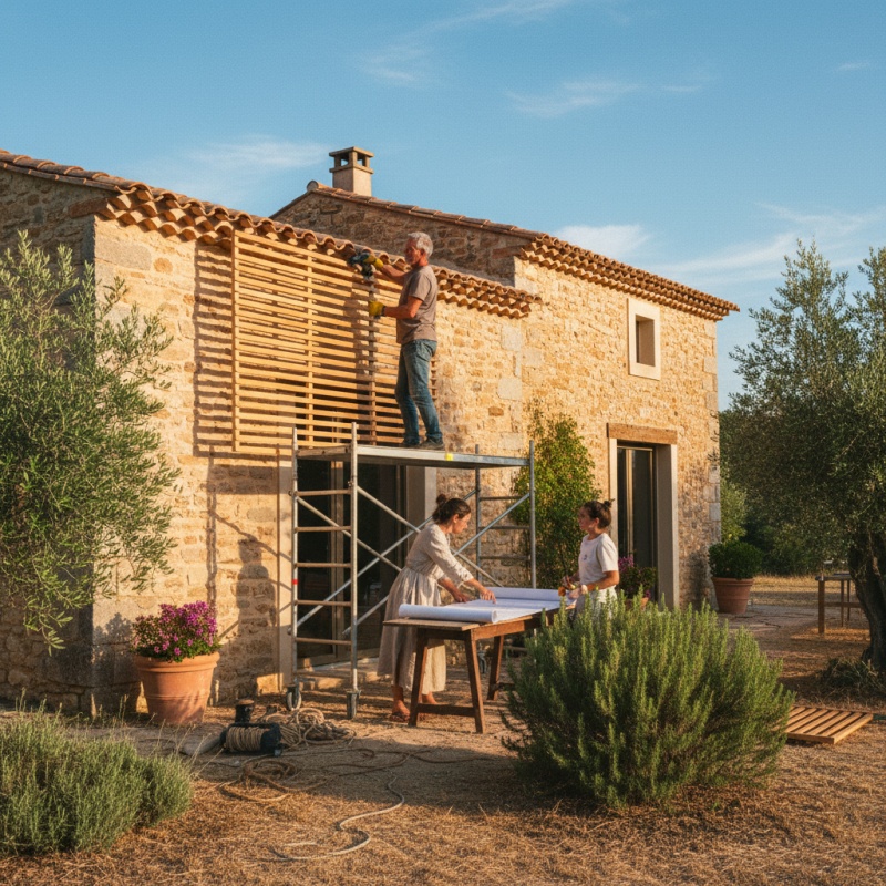 Artisan qualifié installant une protection solaire près de Béziers