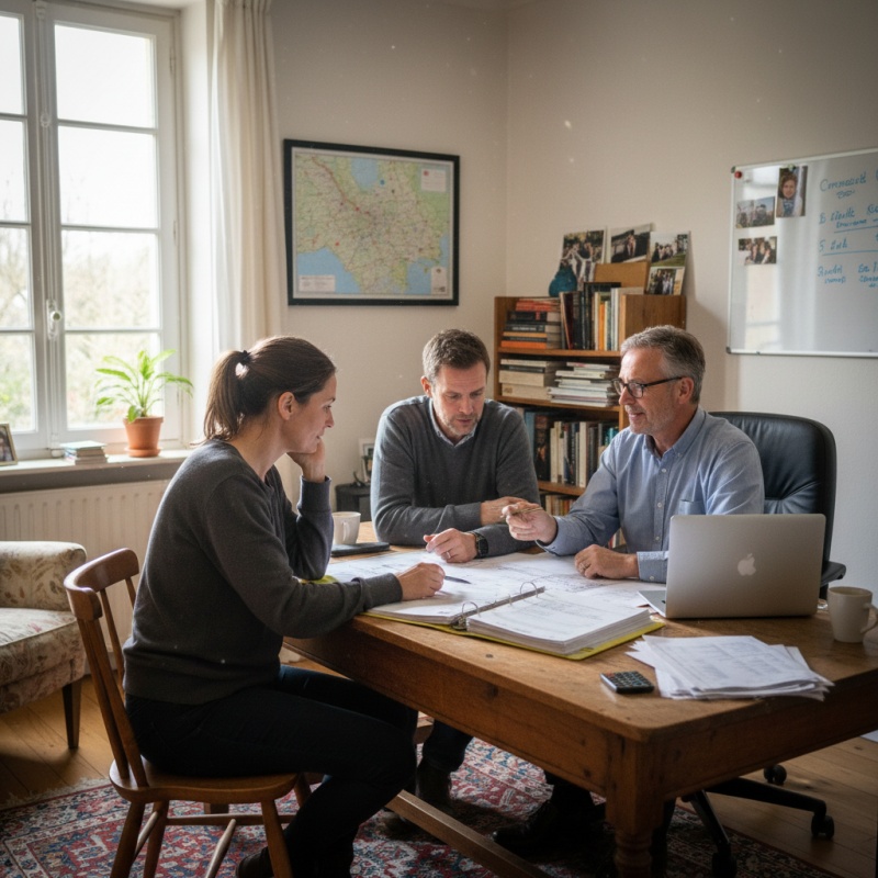 Couple de Châteauroux planifiant le financement de leur rénovation avec un Accompagnateur Rénov'.