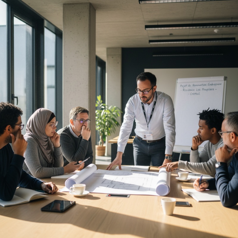 Réunion de copropriété à Créteil avec un Accompagnateur Rénov' pour un projet de rénovation énergétique