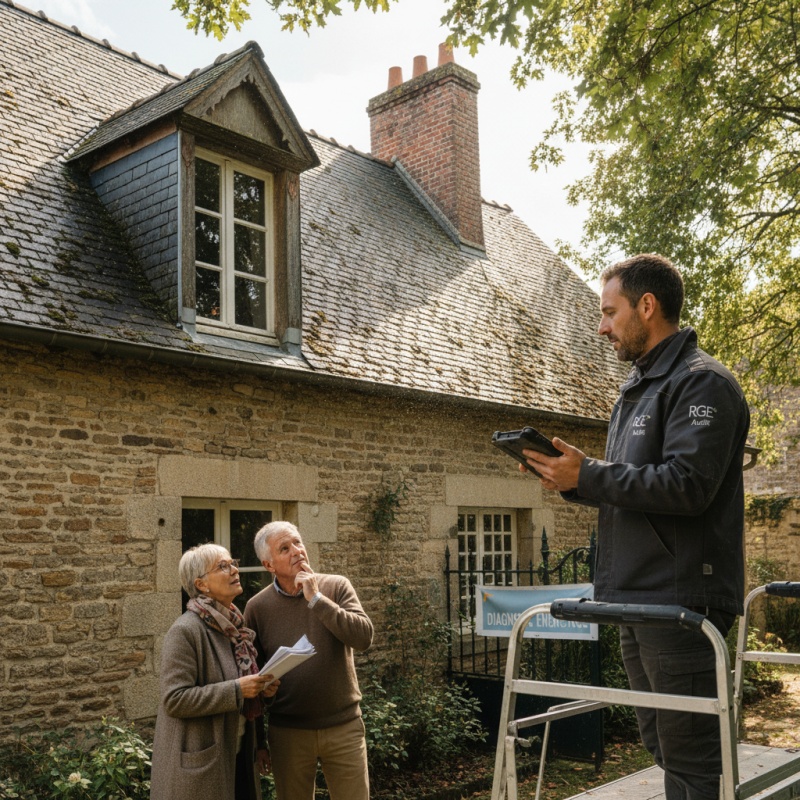 Technicien RGE réalisant un audit énergétique pour une maison nantaise.