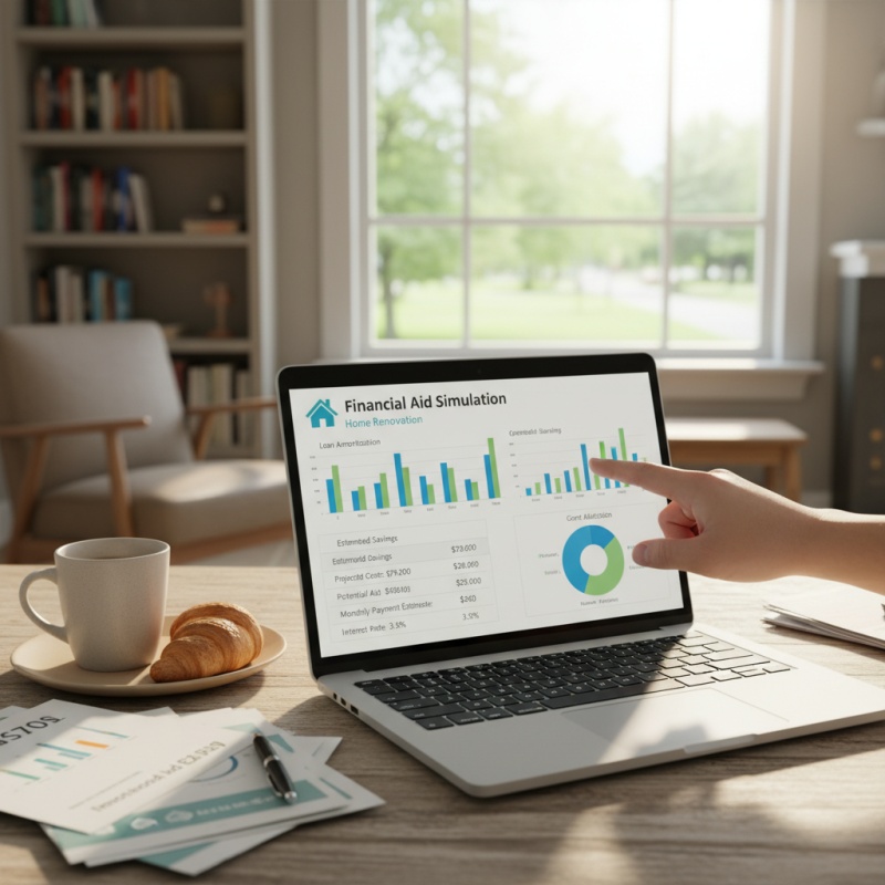 Simulation des aides financières majorées du parcours accompagné MaPrimeRénov' sur ordinateur